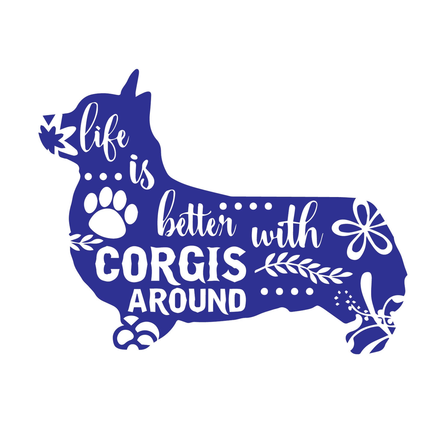 Corgi with inside words